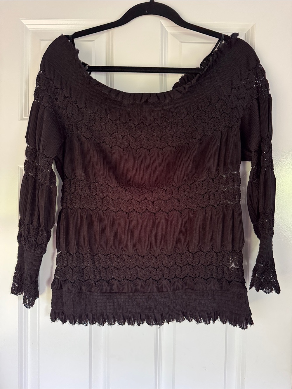 Deletta Anthropologie Off-Shoulder Crochet Blouse